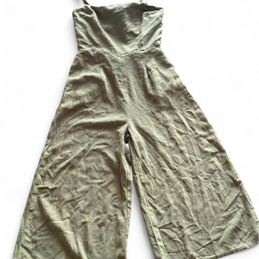 Polly earthy green cotton jumpsuit